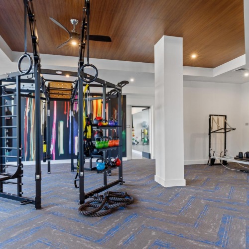 a gym with exercise equipment