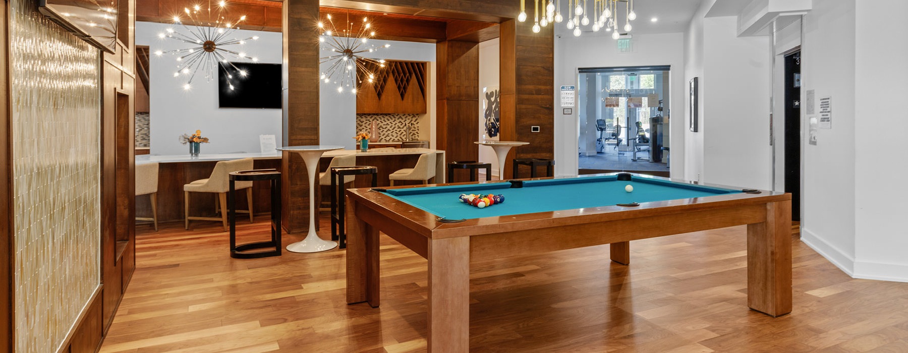 a pool table in a room	Access to resident-only features